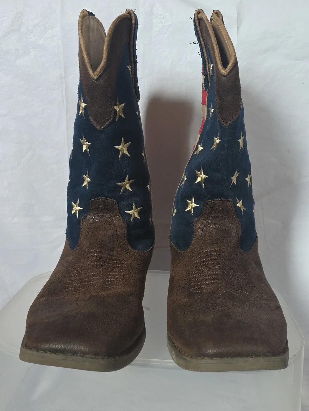 Roper Men's American Patriot Faux Leather Square Toe Boots 9.5